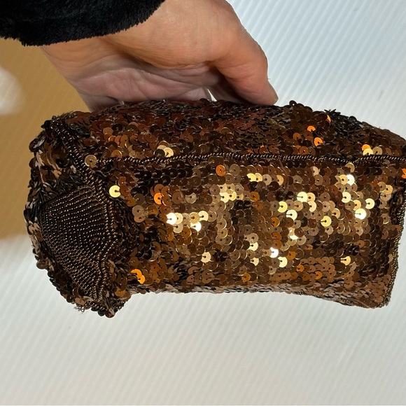 Vanessa Small Brown Sequin Evening Purse - Picture 6 of 10